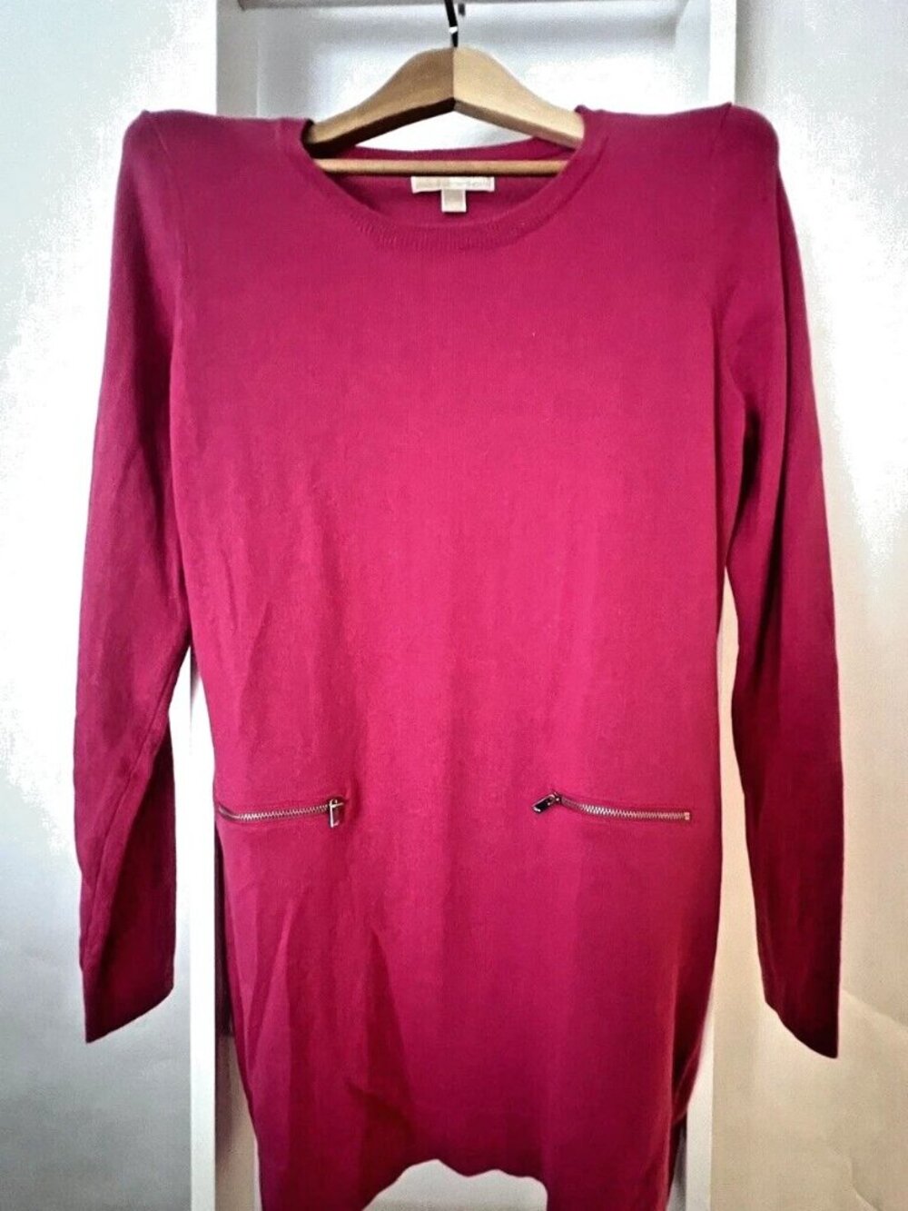 Michael Kors Sweater Knit Mini Dress L Fuchsia